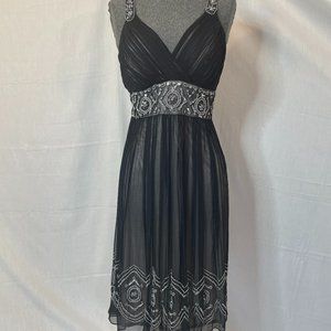 Black Silk Beaded Cocktail Dress Size 10